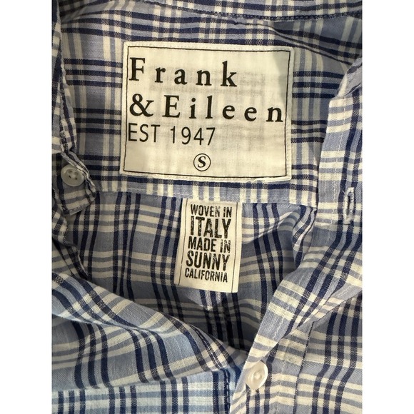 Frank & Eileen Luke Blue White Plaid Button Up Size Small - Picture 4 of 6